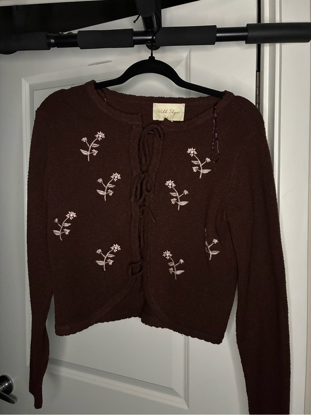 wild fable Brown Floral Tie-Front Cardigan